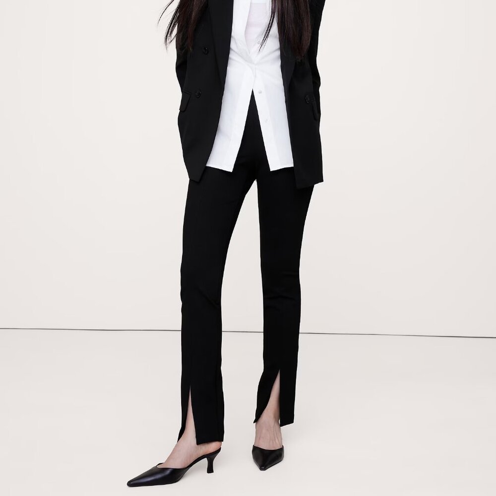 Banana Republic Split-Hem Skinny Everywhere Ponte Pant size M Black